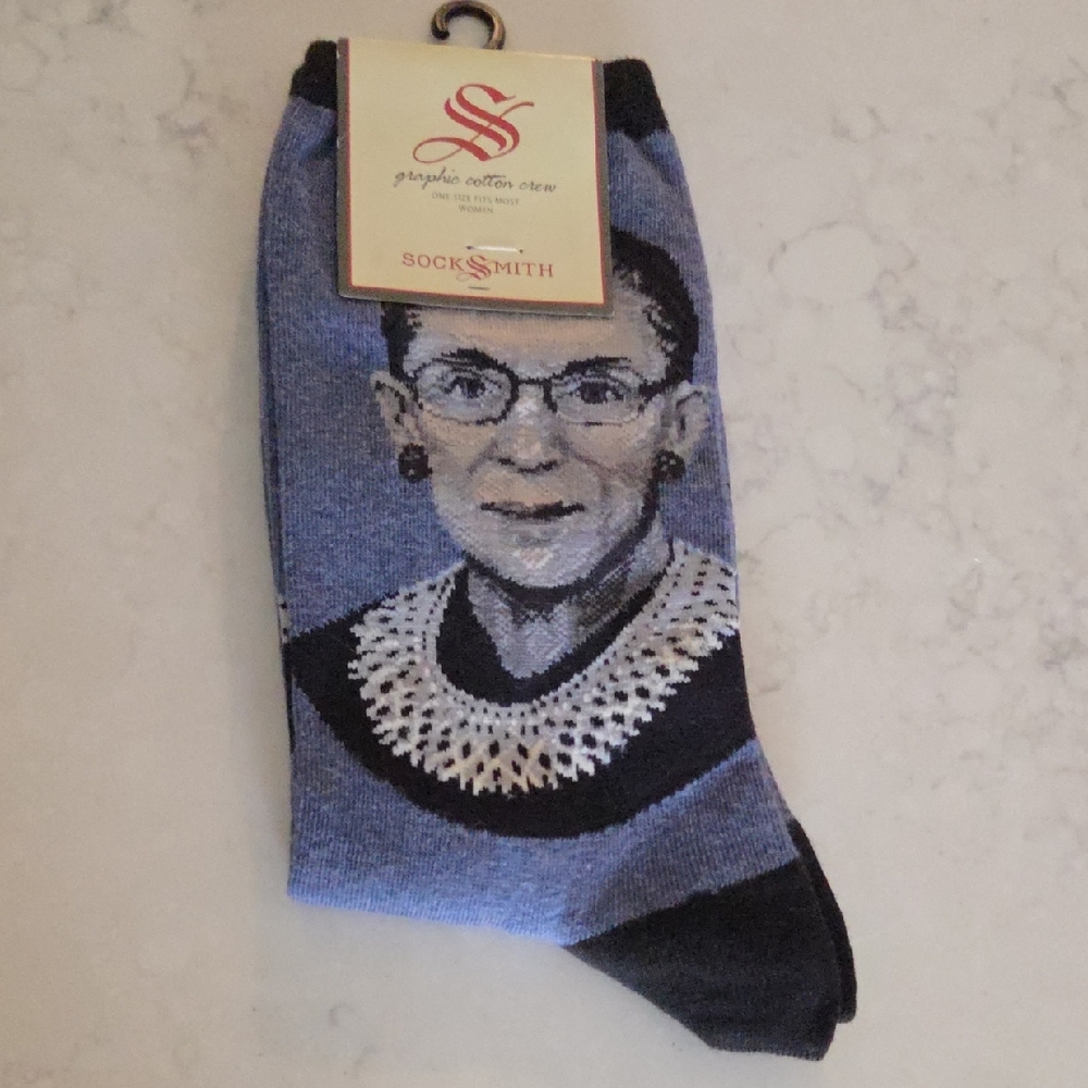 SockSmith Ruth Bader Ginsburg Portrait Socks New 9-11